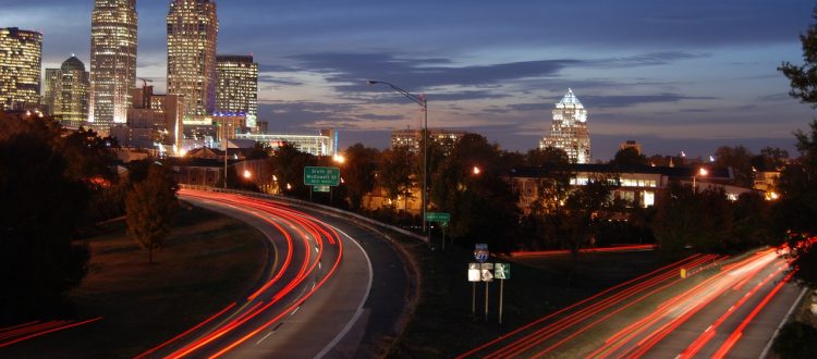 car-trails-charlotte-city-skyline